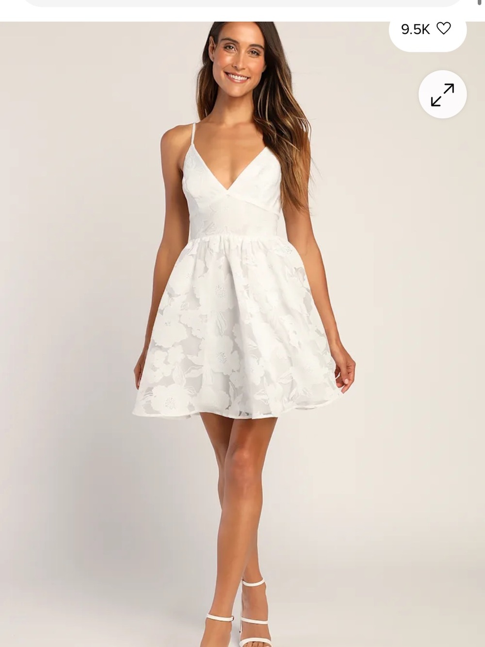 Lulu's White Floral Lace Spaghetti-Strap Mini Dress